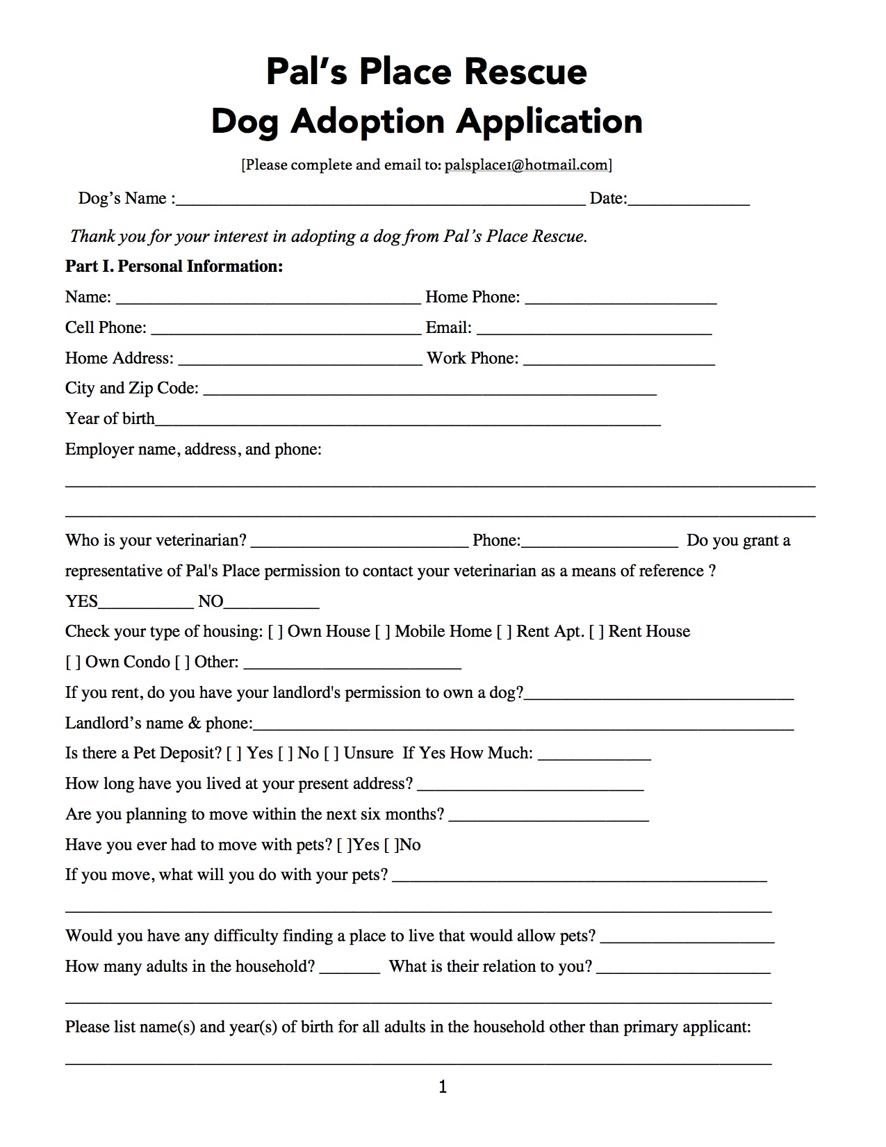 Dog Adoption Application Template